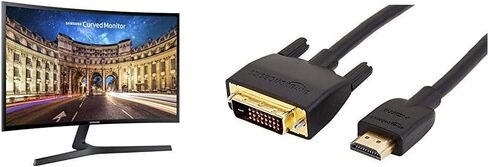 Samsung Electronics LC27F398FWNXZA Samsung Electronics C27F398 27" Curved Monitor & AmazonBasics CL2 Rated HDMI Input to VGA DVI Output Adapter Cable - 6 Feet in Saudi Arabia