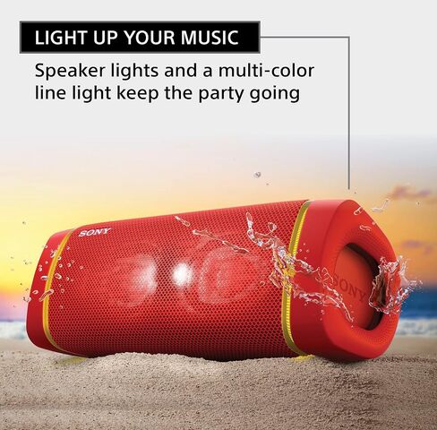 Sony SRS-XB33 EXTRA BASS Wireless Bluetooth Portable Speaker, IP67 Waterproof & Durable for Home, Outdoor, and Travel, 24 Hour Battery, Party Lights, USB Type-C, and Speakerphone, Black in Kuwait