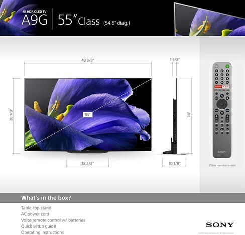 Sony XBR-55A9G 55-inch TV: MASTER Series BRAVIA OLED 4K Ultra HD Smart TV with HDR and Alexa Compatibility - 2019 Model in Saudi Arabia