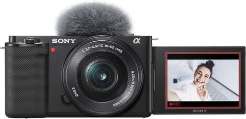 Sony ZV-E10 Mirrorless Camera with 16-50mm Lens (Black) (ILCZV-E10L/B) + 64GB Memory Card + Bag + Card Reader + HDMI Cable + Flex Tripod + Hand Strap + Memory Wallet + Cleaning Kit (Renewed) in Kuwait