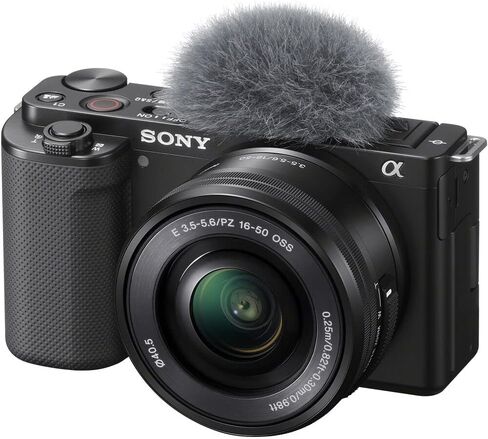 Sony ZV-E10 Mirrorless Camera with 16-50mm Lens (Black) (ILCZV-E10L/B) + 64GB Memory Card + Bag + Card Reader + HDMI Cable + Flex Tripod + Hand Strap + Memory Wallet + Cleaning Kit (Renewed) in Kuwait
