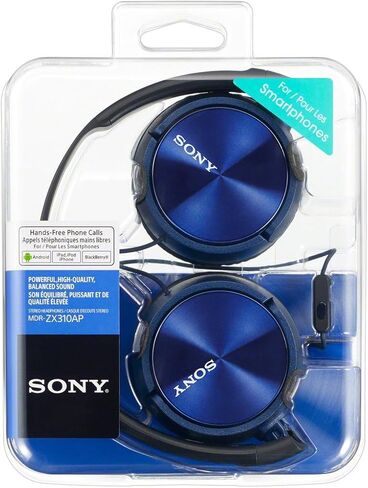 Sony Foldable Headphones with Smartphone Mic and Control - Metallic Blue in Kuwait