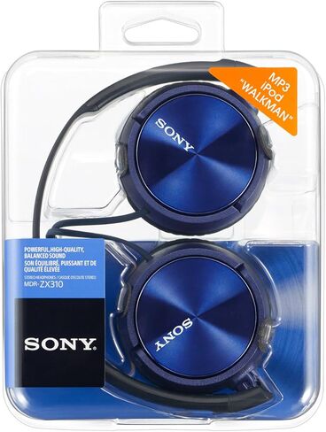 Sony Foldable Headphones with Smartphone Mic and Control - Metallic Blue in Kuwait