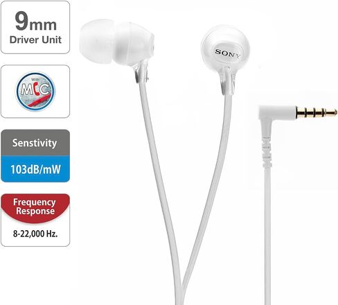 Sony Audio/Video MDR-EX15AP/W EX Earbud Headset White, Model: MDREX15AP in Saudi Arabia