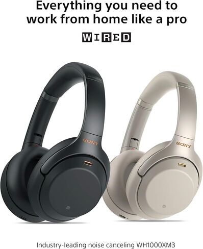 Sony WH1000XM3 Noise Cancelling Headphones : Wireless Bluetooth Over the Ear Headset – Silver (2018 Version) in Kuwait