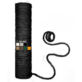 Natural Sisal Rope for Cat Scratcher, 1/4 Inch 32FT Rope for Cat Scratching Post Multi Color Cat Scratcher Replacement Rope, Solid Black