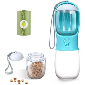 3 in 1 Portable Dog Water Bottle with Food Container and Waste Bag, Multifunctional Pet Travel Water Dispenser Water Bottle for Outside Drinking and Eating,Suitable for Cats and Puppy in Saudi Arabia