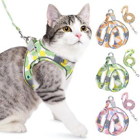 Lukovee Cat Harness and Leash for Walking, Adjustable Escape Proof Vest Harness for Kitten with Reflective Strips Lightweight Step-in Jacket for Cats Puppy Small Pet Traveling Hiking(XX-Small,Pink)