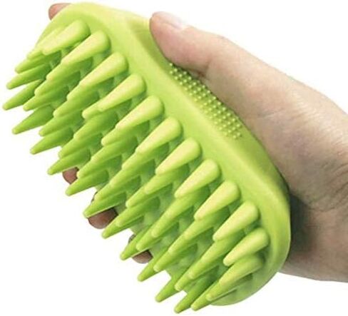 Pet Silicone Shampoo Brush for Long & Short Hair Medium Large Pets Dogs Cats,Shower Wash Curry Brush,Dog hair Products Accessories Dog Back Massage for Long & Short Hair Small Large Pets Dogs(Green) in Kuwait
