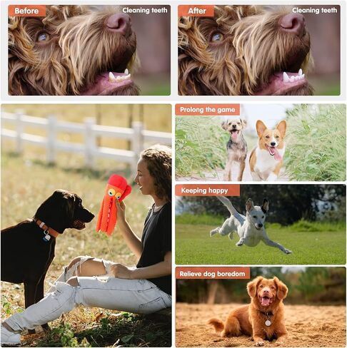 Apetpup Squeaky Dog Toys, Octopus Plush Dog Toy, Durable Interactive Dog Chew Toys for Small Medium Large Dogs Reduce Boredom and Cleaning Teeth in Saudi Arabia