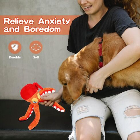 Apetpup Squeaky Dog Toys, Octopus Plush Dog Toy, Durable Interactive Dog Chew Toys for Small Medium Large Dogs Reduce Boredom and Cleaning Teeth in Saudi Arabia