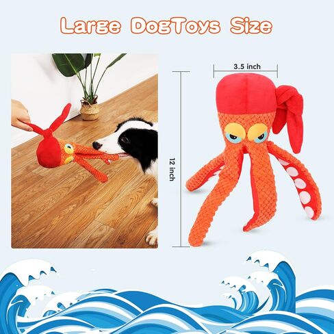 Apetpup Squeaky Dog Toys, Octopus Plush Dog Toy, Durable Interactive Dog Chew Toys for Small Medium Large Dogs Reduce Boredom and Cleaning Teeth in Saudi Arabia