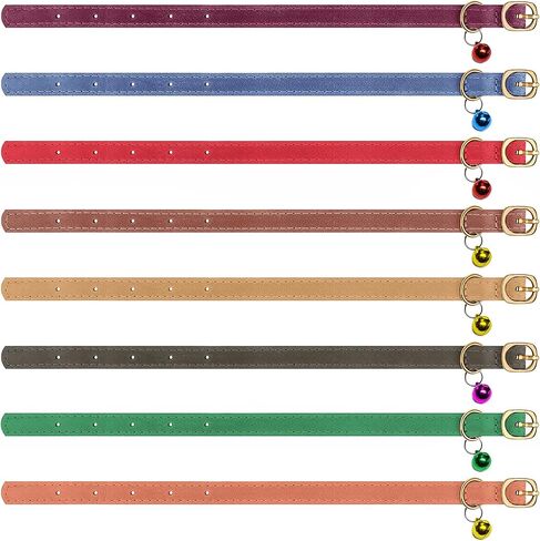 Murom Cat Collar Adjustable Soft Genuine Leather Pet Collars for Cats Kitten Puppy Small Dogs (Dark Gray) in Kuwait