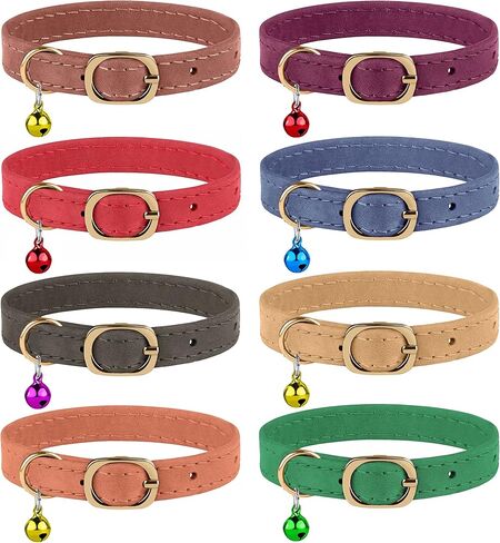 Murom Cat Collar Adjustable Soft Genuine Leather Pet Collars for Cats Kitten Puppy Small Dogs (Dark Gray) in Kuwait