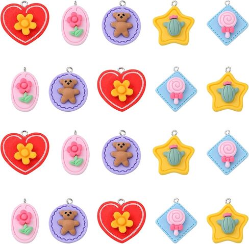 LiQunSweet 18 Pcs 9 Styles Opaque Resin Animal Pet Charms Mixed Cute 3D Dog Puppy Charms for Earrings Jewelry Making in Saudi Arabia