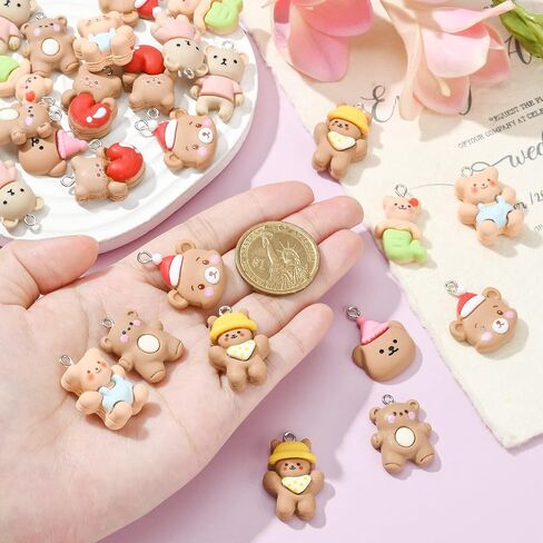 LiQunSweet 18 Pcs 9 Styles Opaque Resin Animal Pet Charms Mixed Cute 3D Dog Puppy Charms for Earrings Jewelry Making in Kuwait