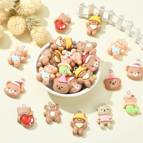 LiQunSweet 18 Pcs 9 Styles Opaque Resin Animal Pet Charms Mixed Cute 3D Dog Puppy Charms for Earrings Jewelry Making in Kuwait