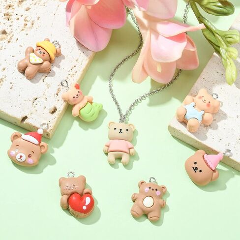 LiQunSweet 18 Pcs 9 Styles Opaque Resin Animal Pet Charms Mixed Cute 3D Dog Puppy Charms for Earrings Jewelry Making in Kuwait