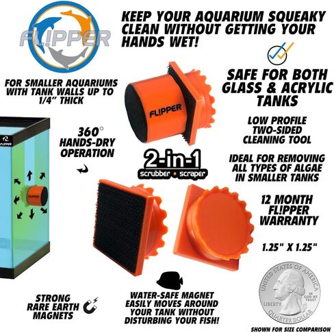 FL!PPER Flipper Pico 2 في 1 منظف حوض السمك المغناطيسي - أسود in Kuwait