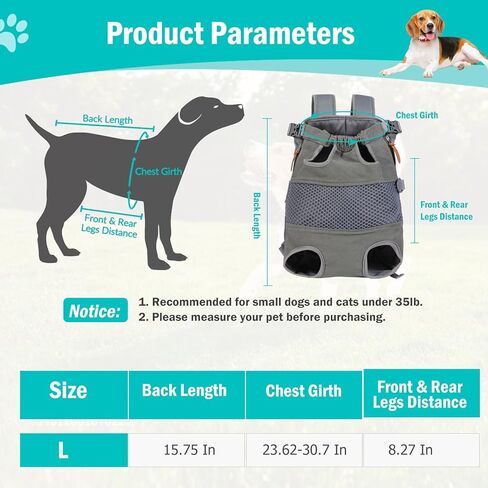 Dog Carrier Backpack - Legs Out Front - Facing Pet Carrier Backpack for Small Medium Large Dogs, Airline Approved Handsa - Canvas Mesh Free Cat Travel Bag for Walking Hiking Bike and Motorcycle in Kuwait