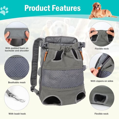 Dog Carrier Backpack - Legs Out Front - Facing Pet Carrier Backpack for Small Medium Large Dogs, Airline Approved Handsa - Canvas Mesh Free Cat Travel Bag for Walking Hiking Bike and Motorcycle in Kuwait