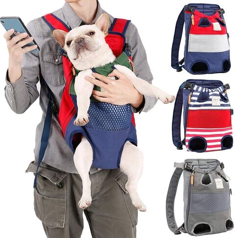 Dog Carrier Backpack - Legs Out Front - Facing Pet Carrier Backpack for Small Medium Large Dogs, Airline Approved Handsa - Canvas Mesh Free Cat Travel Bag for Walking Hiking Bike and Motorcycle in Saudi Arabia