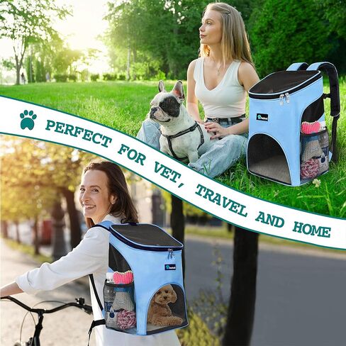 حقيبة ظهر PetAmi Premium لحمل الحيوانات الأليفة للقطط والكلاب الصغيرة | تصميم جيد التهوية، حزام أمان، دعم بإبزيم | مصمم للسفر والمشي لمسافات طويلة والاستخدام الخارجي (رمادي هيذر) in Saudi Arabia