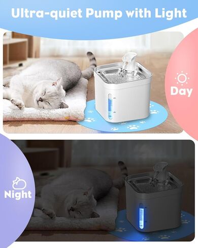 نافورة مياه للقطط من بيتنيمال، 74 أونصة/2.2 لتر 304 من الفولاذ المقاوم للصدأ للقطط مع مستوى الماء، نافورة مياه أوتوماتيكية هادئة للحيوانات الأليفة مع حصيرة من السيليكون، نافورة للحيوانات الأليفة للقطط والكلاب والحيوانات الأليفة المتعددة in Kuwait