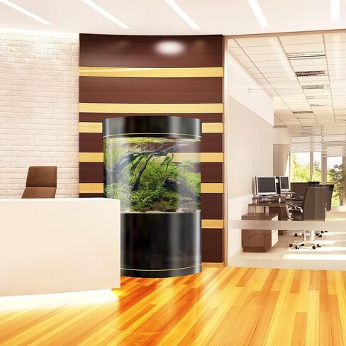 Penn-Plax Water World Luxury Large Cylinder Acrylic Aquarium with Built-in Stand and Storage Top (LM11) – 360° View – Great for Freshwater and Saltwater Fish – 53 Gallons in Saudi Arabia