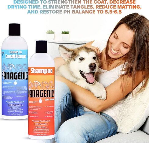 باناجينيكس | مجموعة شامبو وبلسم الحيوانات الأليفة (زجاجات سعة 16 أونصة) - آمنة لجميع الحيوانات، غير معطرة، تحتوي على الحمضيات والصبار in Kuwait