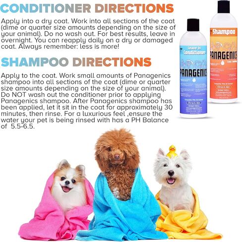 باناجينيكس | مجموعة شامبو وبلسم الحيوانات الأليفة (زجاجات سعة 16 أونصة) - آمنة لجميع الحيوانات، غير معطرة، تحتوي على الحمضيات والصبار in Kuwait