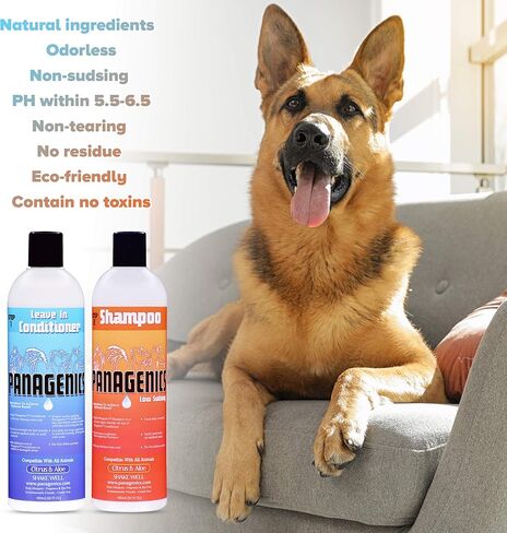 باناجينيكس | مجموعة شامبو وبلسم الحيوانات الأليفة (زجاجات سعة 16 أونصة) - آمنة لجميع الحيوانات، غير معطرة، تحتوي على الحمضيات والصبار in Kuwait