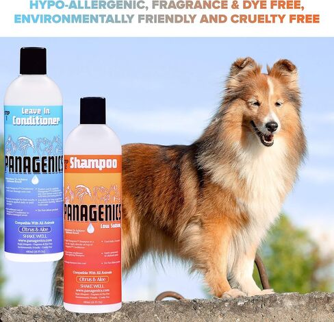 باناجينيكس | مجموعة شامبو وبلسم الحيوانات الأليفة (زجاجات سعة 16 أونصة) - آمنة لجميع الحيوانات، غير معطرة، تحتوي على الحمضيات والصبار in Kuwait