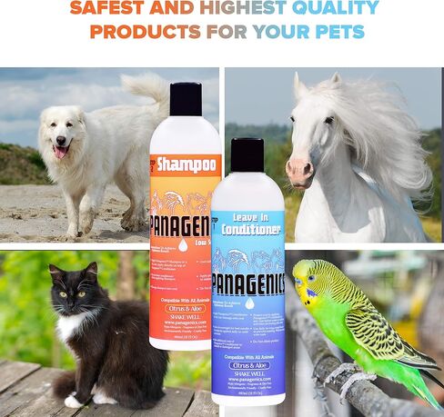 باناجينيكس | مجموعة شامبو وبلسم الحيوانات الأليفة (زجاجات سعة 16 أونصة) - آمنة لجميع الحيوانات، غير معطرة، تحتوي على الحمضيات والصبار in Kuwait