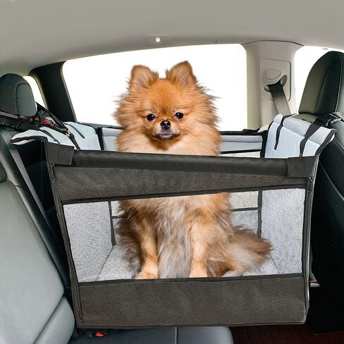 Dog Car Seat for Small Dog,Upgrade 2 in 1 Use Pet Car Booster Seat with Detachable Bottom Support Cushion for Car Back Seat,Elevated Dog Travel Car Seat with Adjustable Dog Car Seat Belt in Kuwait