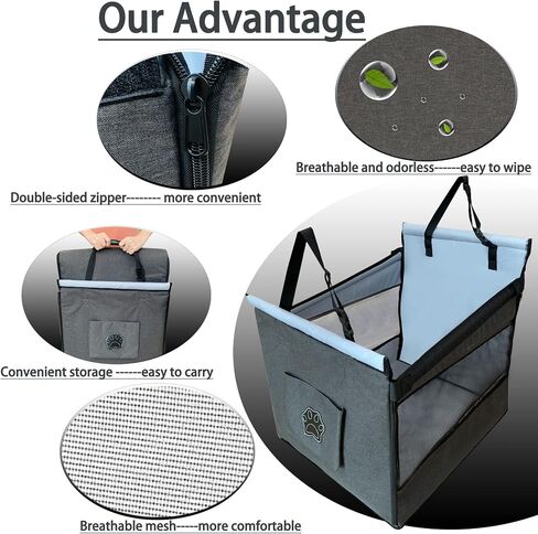 Dog Car Seat for Small Dog,Upgrade 2 in 1 Use Pet Car Booster Seat with Detachable Bottom Support Cushion for Car Back Seat,Elevated Dog Travel Car Seat with Adjustable Dog Car Seat Belt in Kuwait