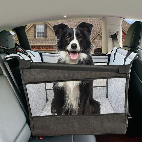 Dog Car Seat for Small Dog,Upgrade 2 in 1 Use Pet Car Booster Seat with Detachable Bottom Support Cushion for Car Back Seat,Elevated Dog Travel Car Seat with Adjustable Dog Car Seat Belt in Kuwait