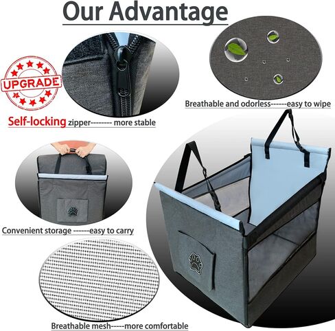 Dog Car Seat for Small Dog,Upgrade 2 in 1 Use Pet Car Booster Seat with Detachable Bottom Support Cushion for Car Back Seat,Elevated Dog Travel Car Seat with Adjustable Dog Car Seat Belt in Kuwait