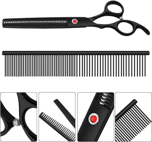 LILYS PET Professional PET Grooming scissors Kit,Coated Titanium,Sharp and Strong Stainless Steel Blade for Dogs Cats Hair Cutting,3 Pieces of Scissors with a Comb and a Case (7.0 inches, Purple) in Saudi Arabia