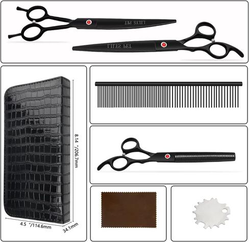 LILYS PET Professional PET Grooming scissors Kit,Coated Titanium,Sharp and Strong Stainless Steel Blade for Dogs Cats Hair Cutting,3 Pieces of Scissors with a Comb and a Case (7.0 inches, Purple) in Saudi Arabia