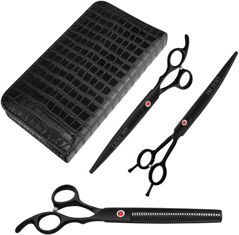 LILYS PET Professional PET Grooming scissors Kit,Coated Titanium,Sharp and Strong Stainless Steel Blade for Dogs Cats Hair Cutting,3 Pieces of Scissors with a Comb and a Case (7.0 inches, Purple) in Saudi Arabia
