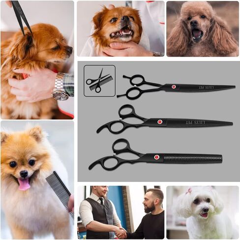 LILYS PET Professional PET Grooming scissors Kit,Coated Titanium,Sharp and Strong Stainless Steel Blade for Dogs Cats Hair Cutting,3 Pieces of Scissors with a Comb and a Case (7.0 inches, Purple) in Saudi Arabia