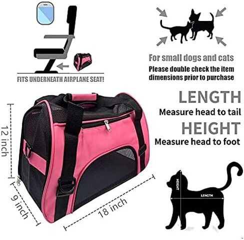 Pet Carrier Bag, Airline Approved Duffle Bags, Pet Travel Portable Bag Home for Little Dogs, Cats and Puppies, Small Animals (Small, Pink) in Kuwait