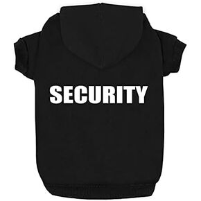 Security Dog Hoodies Clothes Apparel Winter Sweatshirt Warm Sweater Cotton Puppy Hoodie for Small Dog Medium Large Cat Black, S