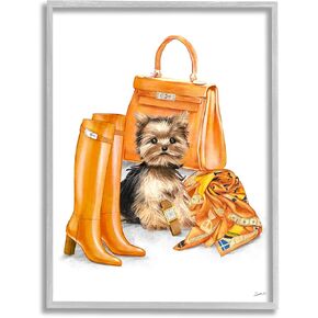 Stupell Industries Orange Yorkie Puppy Dog Fashion Purse Accessories, Design by Ziwei Li, 16 x 20 in Kuwait