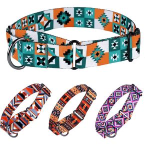 طوق مارتينجال للكلاب صغير ومتوسط وكبير بنمط هندسي قبلي، طوق واسع للتدريب على الجراء قابل للتعديل شديد التحمل (اسكندنافي، 15-20 انش) in Kuwait