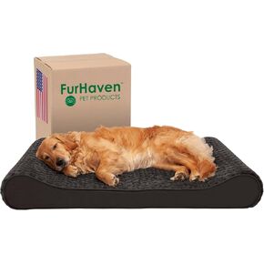 Furhaven Replacement Dog Bed Cover Ultra Plush Faux Fur & Suede Contour Luxe Lounger, Machine Washable - Cream, Medium (Pack of 2) in Kuwait