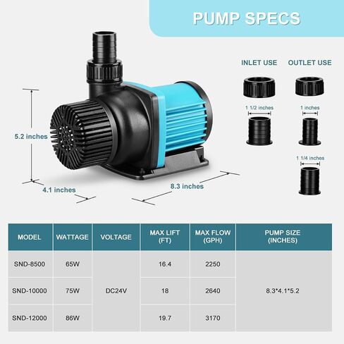 2640GPH 75W Aquarium 24V DC Water Pump with Controller in Kuwait