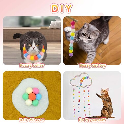 كرات العاب القطط امتونج من كيو زد اس جي دبليو ار، 80 قطعة من كرات بوم بوم بوم للقطط مقاس 1.2 انش وقاذفة لعبة كرة قطط، كرات تفاعلية ملونة وناعمة للقطط، العاب تدريب نشطة للقطط في الاماكن المغلقة in Kuwait