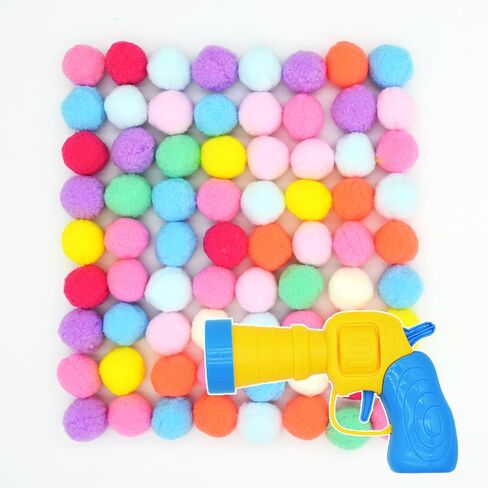 كرات العاب القطط امتونج من كيو زد اس جي دبليو ار، 80 قطعة من كرات بوم بوم بوم للقطط مقاس 1.2 انش وقاذفة لعبة كرة قطط، كرات تفاعلية ملونة وناعمة للقطط، العاب تدريب نشطة للقطط في الاماكن المغلقة in Kuwait